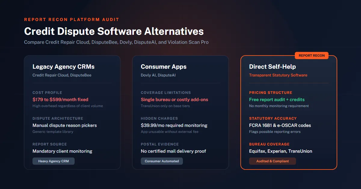 Overview comparison of top credit dispute software alternatives