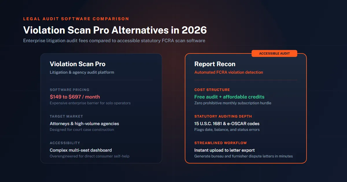 Comparison of Violation Scan Pro alternatives for automated FCRA violation detection